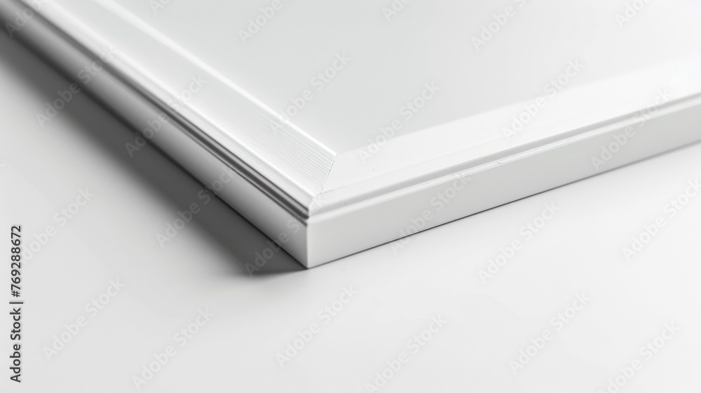 Modern rectangle frame with a glossy white border, creating a monochrome look on a white background, ultra-modern simplicity Modern rectangle frame with a glossy white border, creating a monochrome look on a white background, ultra-modern simplicity