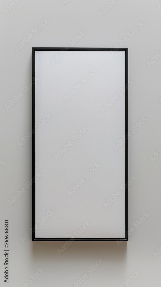 Matte black rectangle frame, striking simplicity on a white canvas Matte black rectangle frame, striking simplicity on a white canvas