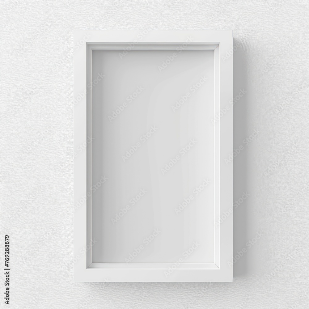 Glossy white rectangle frame, seamless integration with the white background, minimalist perfection Glossy white rectangle frame, seamless integration with the white background, minimalist perfection