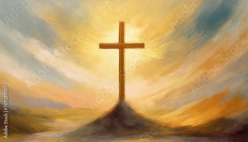 painting art of an abstract background with cross christian illustration © Tomas