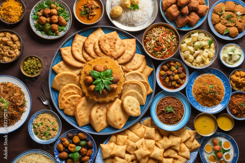 food and dessert for islamic day, Ramadan and  eid al fitr. A day of celebration