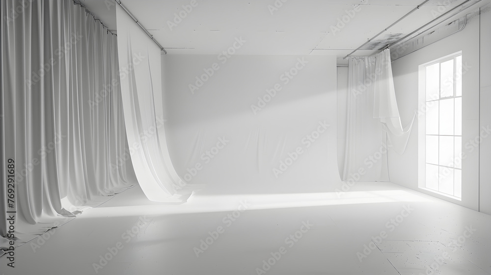 Natural light rays casting minimal shadows on white wall. Natural light rays casting minimal shadows on white wall.
