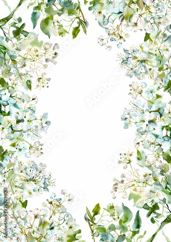 Vintage white Botanicals pattern  frame or border on white background, illustration for background, wallpaper, invitation and greeting card © Wipada