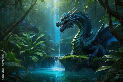 Magical Dragon in the lake Ai Generated image © Prashant