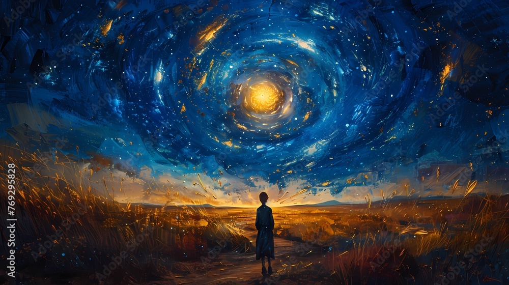 Fototapeta premium Digital vast starry sky illustration abstract poster web page PPT background