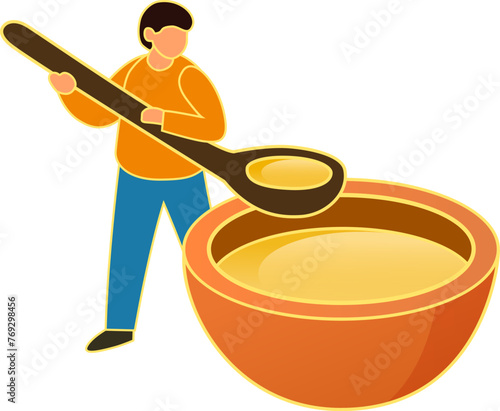 Miniature Figure Scooping Tea