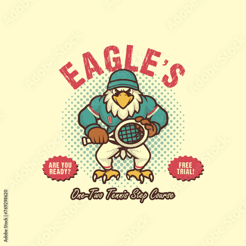 Eagle Tennis Logo Vintage and Retro Mascot