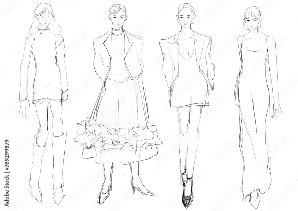 fashion sketch 4 women