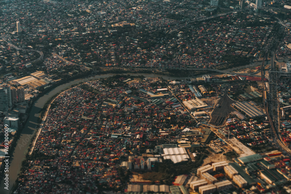 Obraz premium airplane view of a city