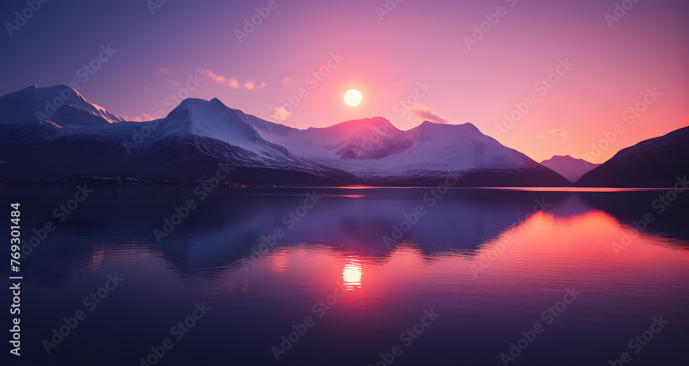 the sun is setting behind some mountains at sunset