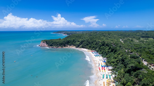 Aerial view of Madeiro beach, in Pipa, Natal, Rio Grande do Norte, Brazil photo