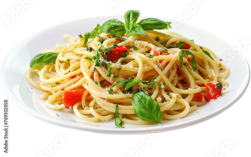 Delicious Pasta with Pesto  A Culinary Masterpiece isolated on transparent Background