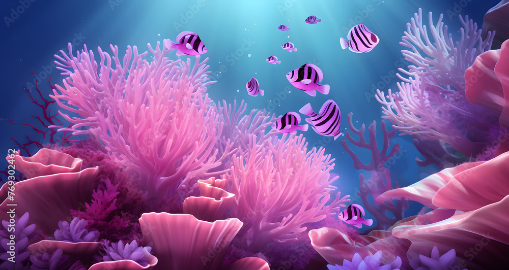 purple and purple fish swimming in an aquarium