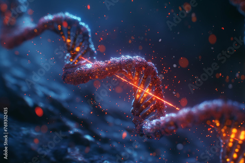 DNA research, biochemistry, genetics and medicine concept. 3D rendering