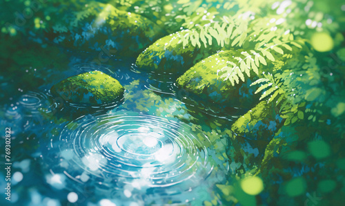 small spring water in the forest-generative ai