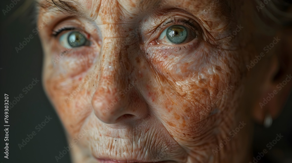 Close up Portrait of a Weathered and Experienced Senior Woman s Thoughtful Expression