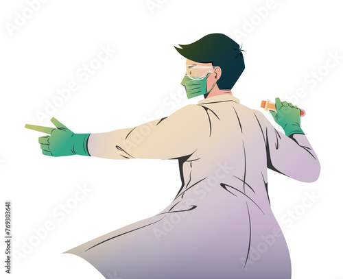 Scientist seriously dealing with the examination process