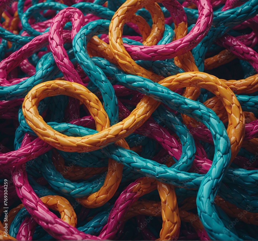 Colorful braided rubber bands as a background. Close up. Colorful braided rubber bands as a background. Close up.