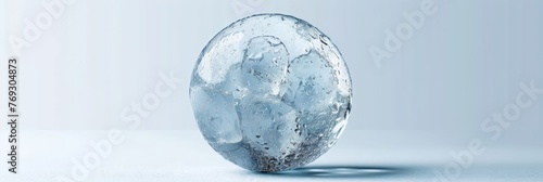 Ice ball isolated on white background with clipping path Abstract sphere glossy geometric object for food and drink 
