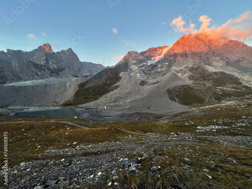 Alpine Awakening: Sunrise Peaks in Vanoise National Park, Hautes Alps, France photo