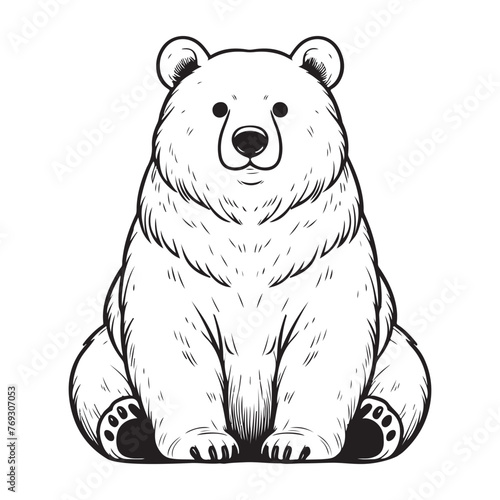 Line art of bear cartoon sitting vector