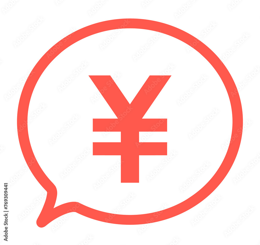 Fototapeta premium シンプルな赤色の円マークと吹き出し 