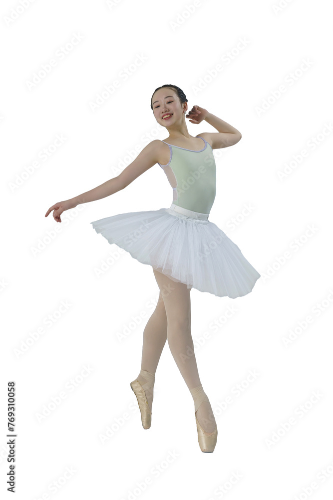 young Japanese ballerina poses in a photo studio with ballet elements showing stretching and plasticity, isolated on transparent background, png young Japanese ballerina poses in a photo studio with ballet elements showing stretching and plasticity, isolated on transparent background, png