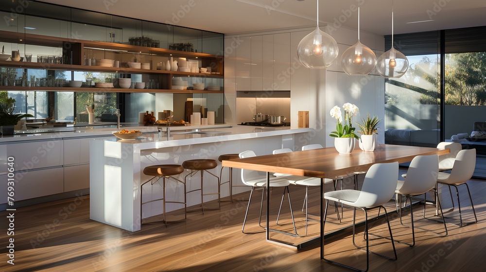 modern kitchen interior with kitchen