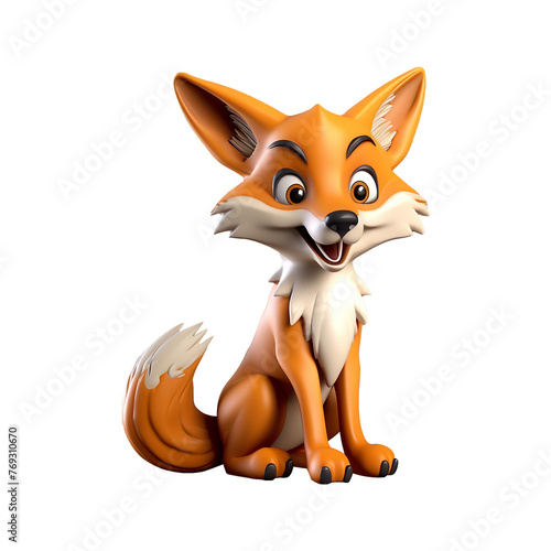3d render fox isolated on transparent background png