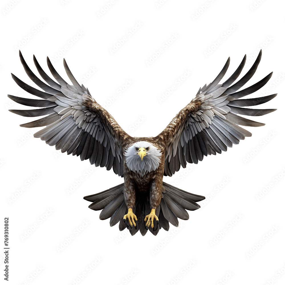 Obraz premium Flying eagle isolated on transparent background