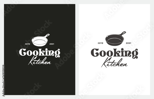Vintage Old Skillet Cast Iron logo design restaurant	