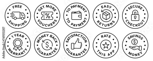E-commerce and Shopping icons line set. Vector Illustration.