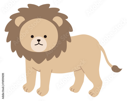 かわいいライオンのベクターイラスト。アイコン、動物、獅子
