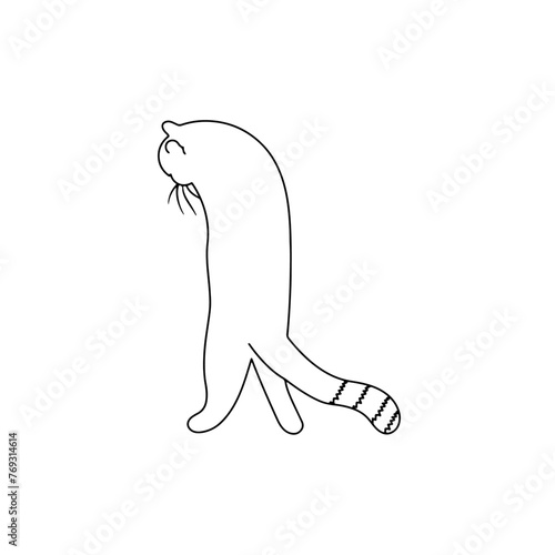 Cat turns away back, minimal line style.