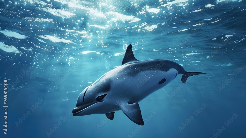Vaquita, porpoise species in the ocean. AI Generated Vaquita, porpoise species in the ocean. AI Generated