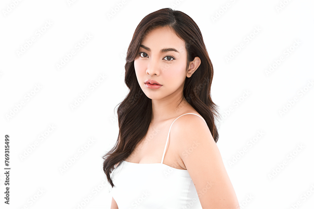 Beautiful young asian woman with clean fresh skin on white background, Face care, Facial treatment, Cosmetology, beauty and spa, Asian women portrait. Beautiful young asian woman with clean fresh skin on white background, Face care, Facial treatment, Cosmetology, beauty and spa, Asian women portrait.