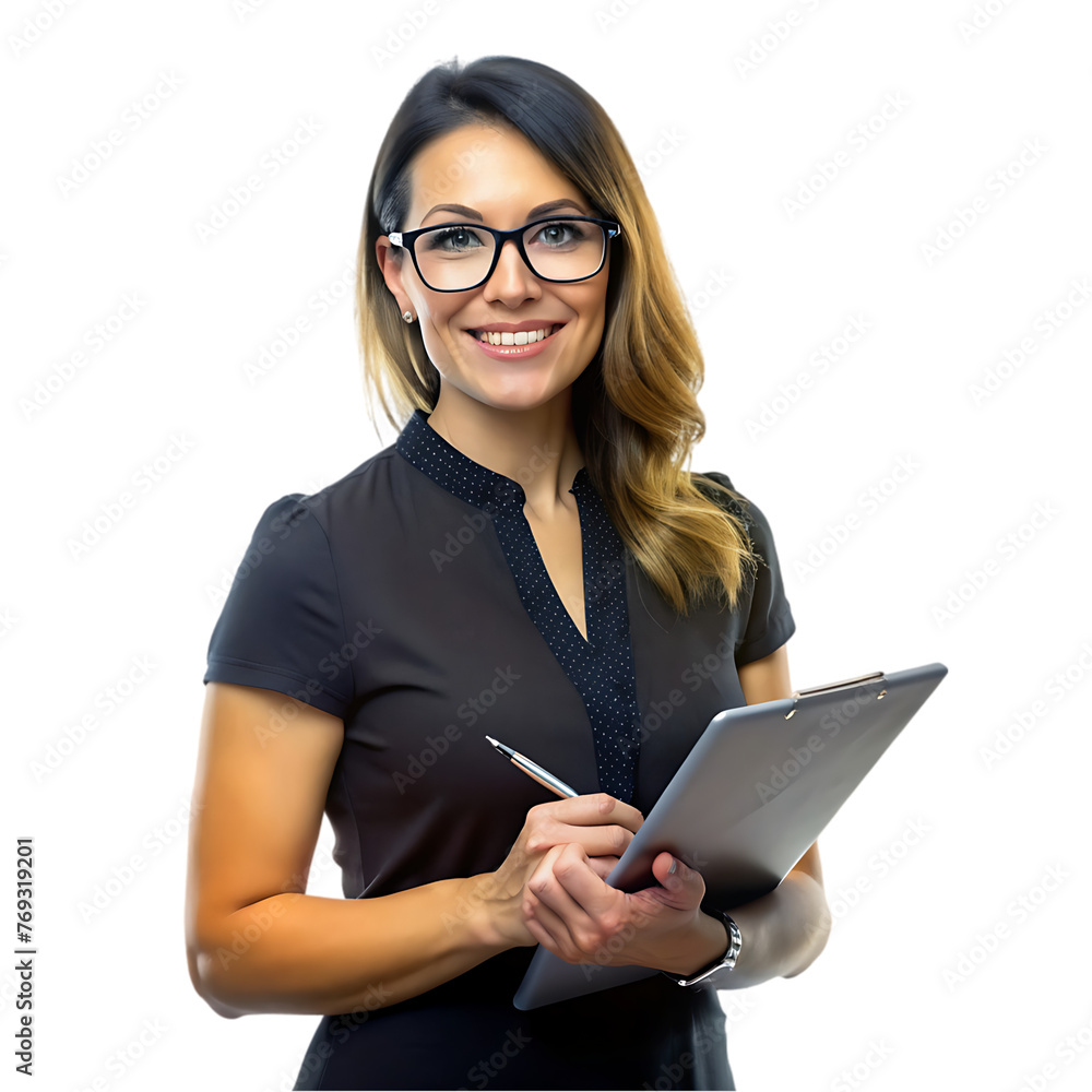 portrait of beautiful young business woman in suit holding a digital tablet and smiling portrait of beautiful young business woman in suit holding a digital tablet and smiling