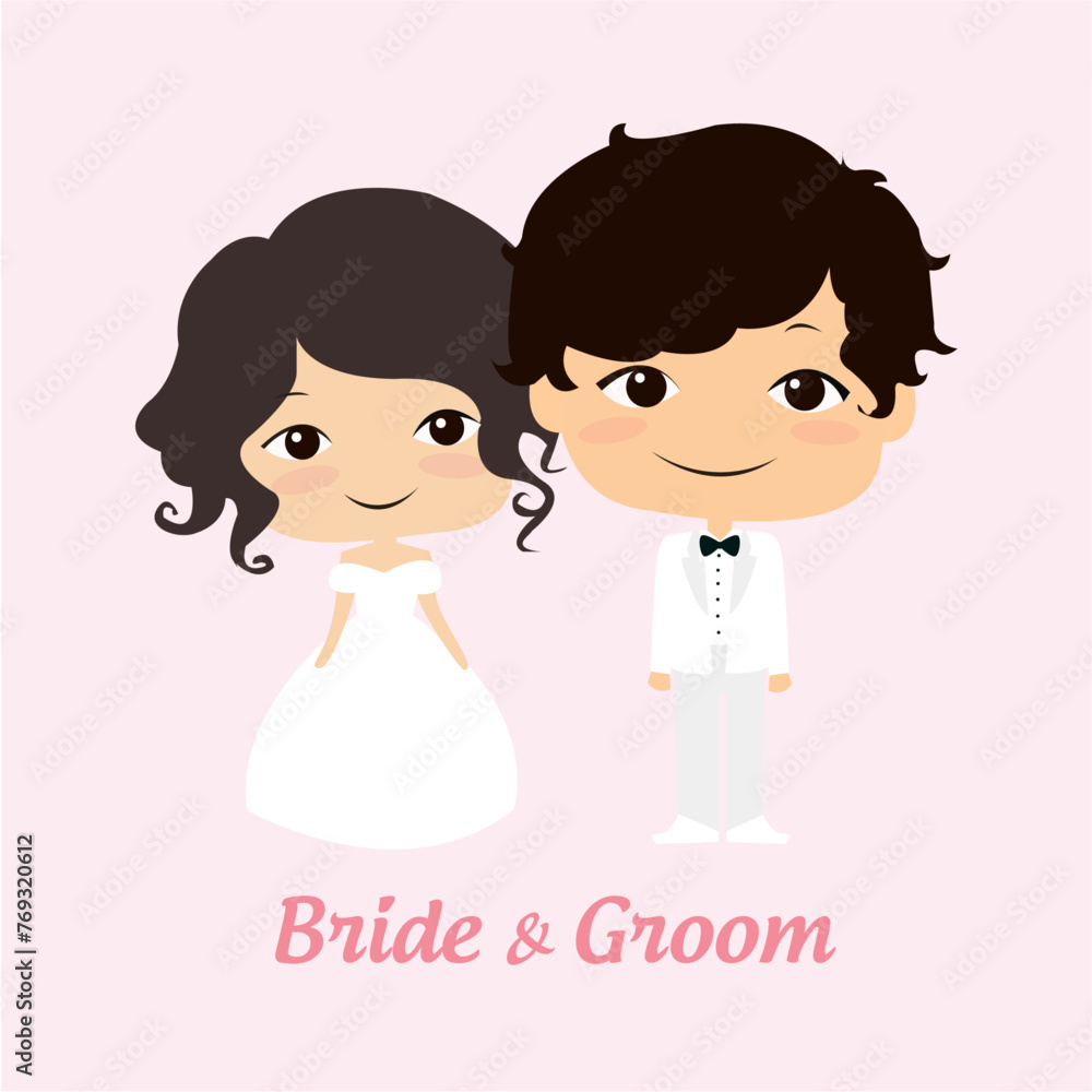 Bride and groom. Couple. Wedding card with the newlyweds. Isolated objects. Vector illustration. Bride and groom. Couple. Wedding card with the newlyweds. Isolated objects. Vector illustration.