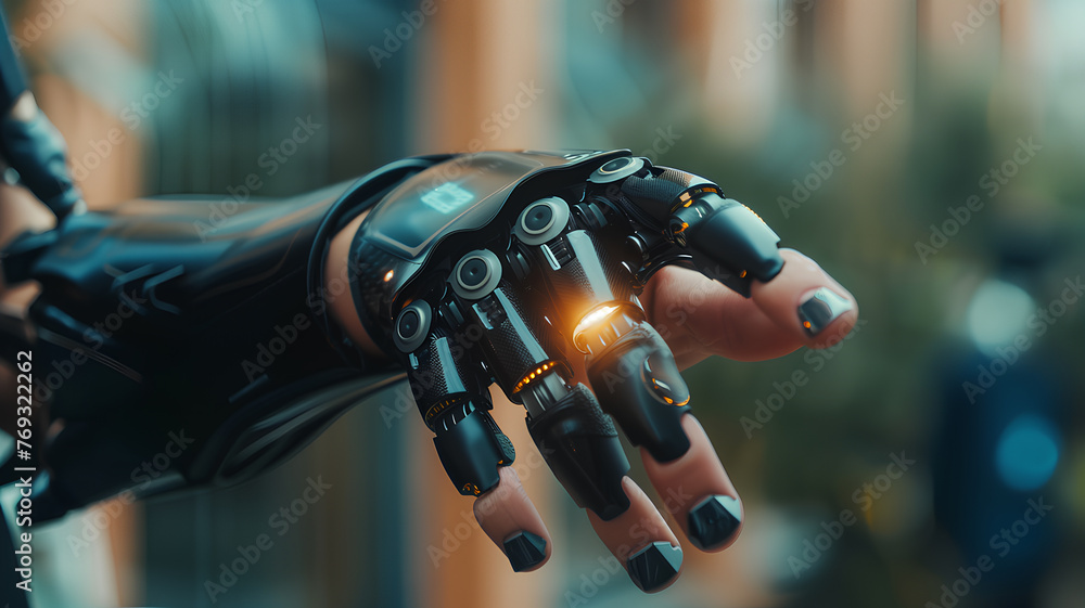 Futuristic Robotic Hand Demonstrating Advanced Technology
. A close-up of a sophisticated robotic hand with articulated fingers, highlighting the complex design and technological innovation of modern Futuristic Robotic Hand Demonstrating Advanced Technology
. A close-up of a sophisticated robotic hand with articulated fingers, highlighting the complex design and technological innovation of modern