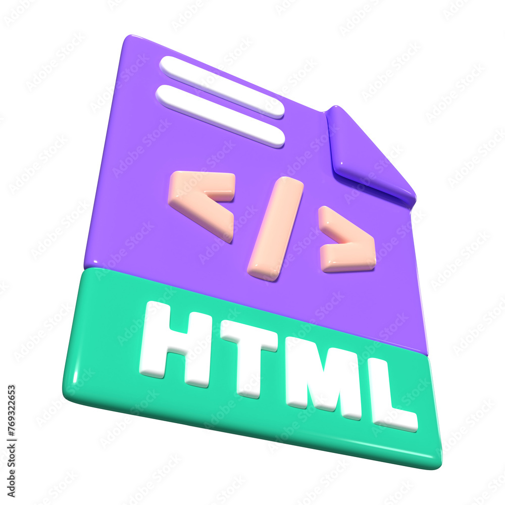 HTML File 3D Illustration Icon HTML File 3D Illustration Icon