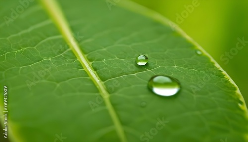 Green background water drop on leaf