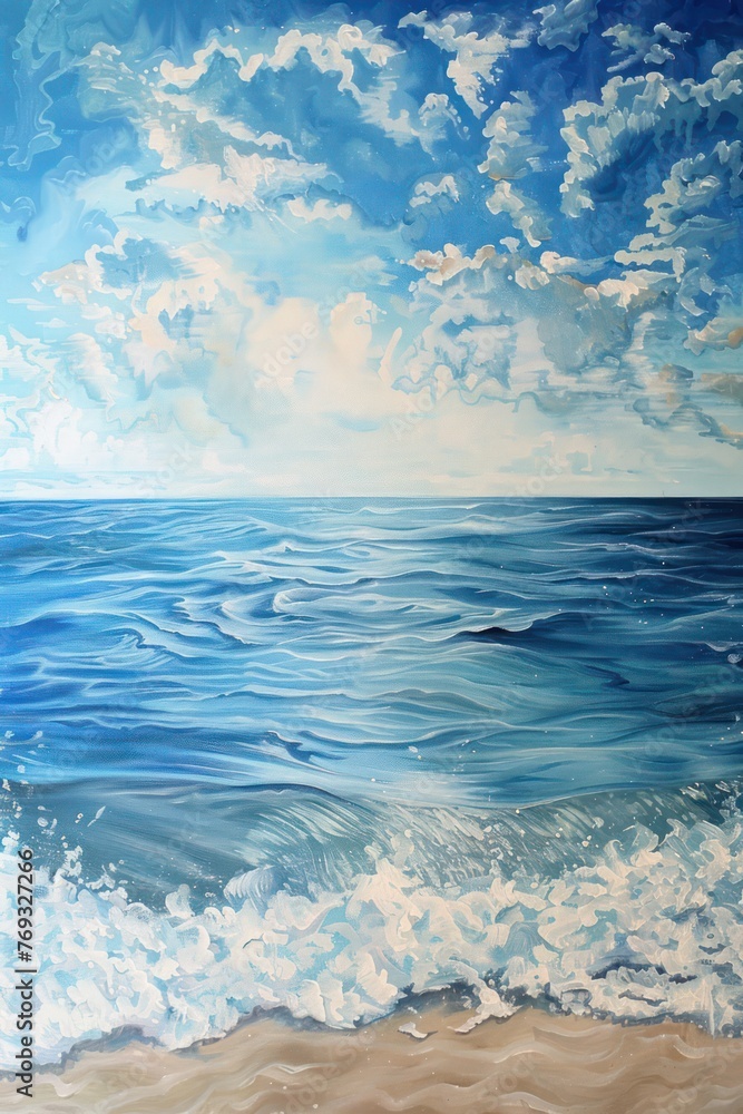 Fototapeta premium Spring-summer oil painting with a rough texture resembling palette knife strokes