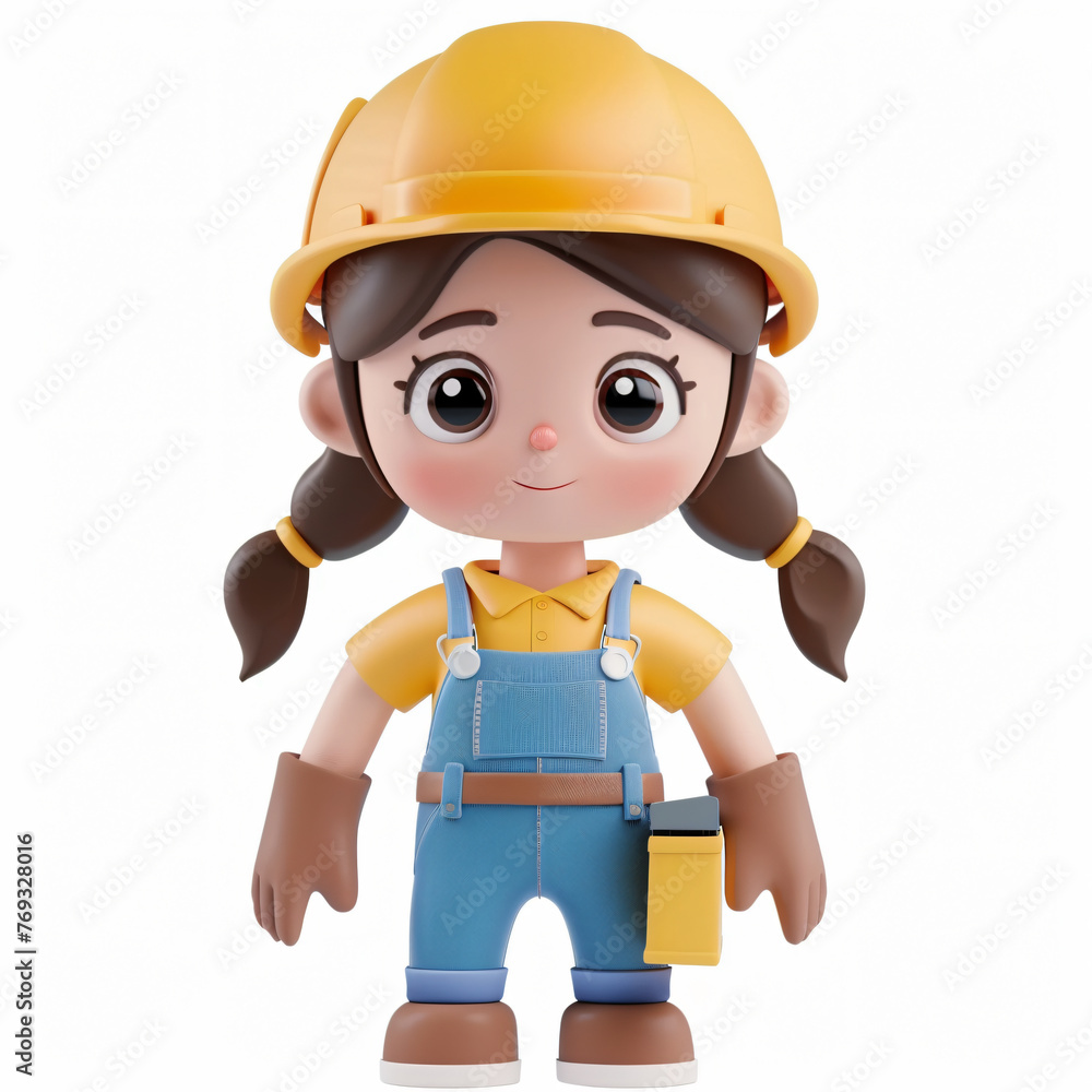 3d render icon of girl workers cartoon plastic generated AI 3d render icon of girl workers cartoon plastic generated AI