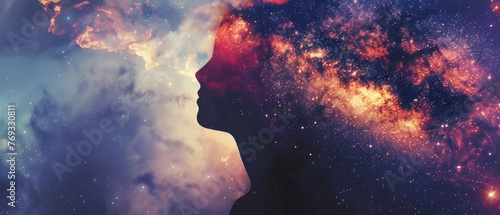 A digital illustration of a human silhouette filled with a galaxy symbolizing the infinite potential within each person