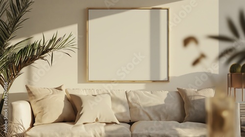 Cozy Minimalism Mock-up Frame in Inviting Home Interior