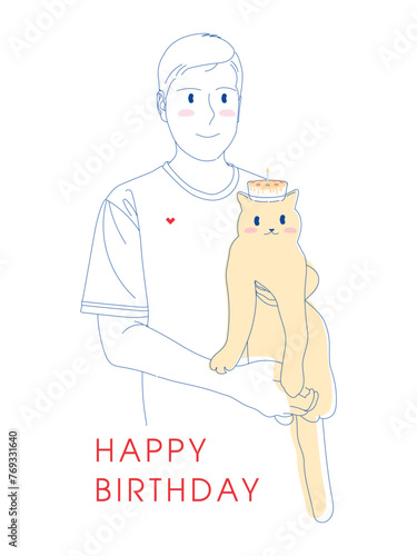 Happy Birthday card, minimal style Illustrator design.