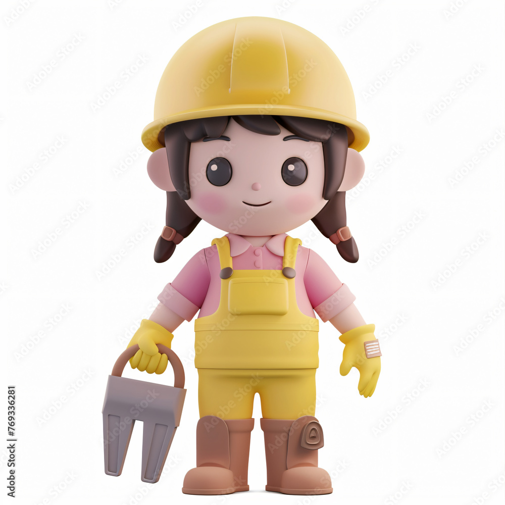3d render icon of girl workers cartoon plastic generated AI 3d render icon of girl workers cartoon plastic generated AI