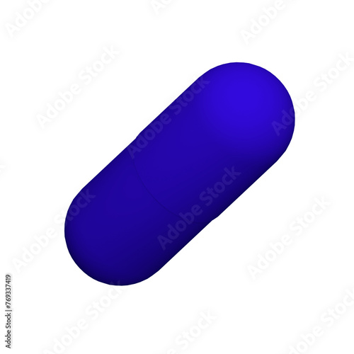 a blue pill sitting on top of a white surface