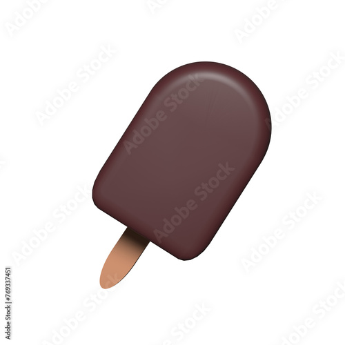 a chocolate ice cream bar with a wooden stick sticking out of it