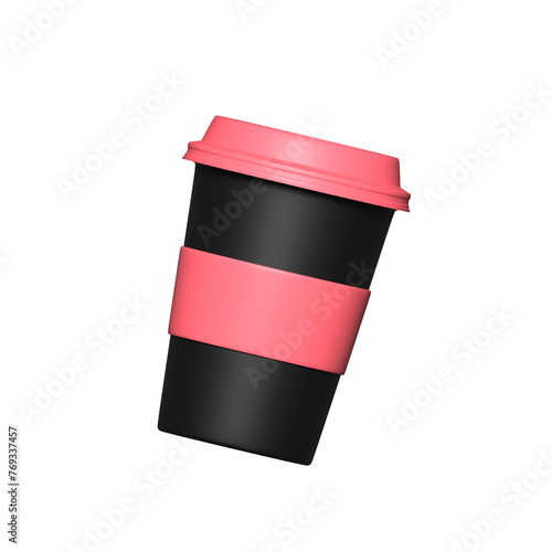 a cup of coffee with a pink lid